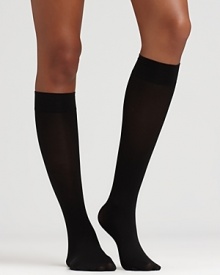 HUE's soft opaque knee highs looks great paired with your favorite dress or short skirt.