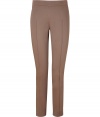 Stylish nougat cotton blend pants from Moschino Cheap & Chic - These equestrian-style pants are flattering and sophisticated - Seaming down front and back, wide waistband, slim cut through legs - Wear with a long sleeve henley, a tweed blazer, and riding boots