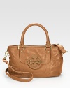 Classic pebble-grain leather in a roomy shoulder bag finished with chic logo hardware.Double top handles, 5¼ dropAdjustable removable shoulder strap, 19¼-21¾ dropTop zip closureTwo outside open pocketsProtective metal feetOne inside zip pocketTwo inside open pocketsCanvas lining11W X 7½H X 3¾DImported