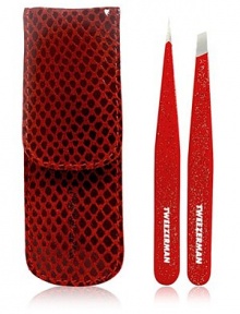 This sparkly petite tweezer set features our famous Slant and Point tweezers in a smaller size, each with our signature, perfectly aligned hand-filed tips. Tweezers are festively adorned in dazzling red glitterMatched with a fashionable leather snake skin case in festive holiday redPerfectly-sized for purse and travel and a great gift ideaImported This sparkly petite tweezer set features our famous Slant and Point tweezers in a smaller size, each with our signature, perfectly aligned hand-filed tips. Tweezers are festively adorned in dazzling red glitterMatched with a fashionable leather snake skin case in festive holiday redPerfectly-sized for purse and travel and a great gift ideaImported