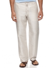 Complete your dapper leisure look with these linen pants from Perry Ellis. Perfectly casual. Perfectly cool. Complete your dapper leisure look with these linen pants from Perry Ellis. Perfectly casual. Perfectly cool.