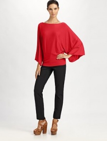 A classic straight-leg silhouette, artfully tailored from Italian crepe.Zip fly with hook-and-tab closureSelf waistband with belt loopsSide slash pocketsBack welt button pocketsInseam, about 30¼84% viscose/11% polyester/5% elastaneDry cleanImported of Italian fabricModel shown is 5'10 (177cm) wearing US size Small. A classic straight-leg silhouette, artfully tailored from Italian crepe.Zip fly with hook-and-tab closureSelf waistband with belt loopsSide slash pocketsBack welt button pocketsInseam, about 30¼84% viscose/11% polyester/5% elastaneDry cleanImported of Italian fabricModel shown is 5'10 (177cm) wearing US size Small.