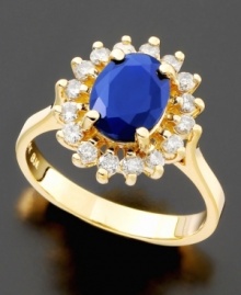 She'll fall in love with this elegant ring from the Effy Collection. Features oval-cut sapphire (1-9/10 ct. t.w.) surrounded by dazzling diamonds (1/2 ct. t.w.). Set in polished 14k gold.