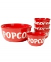 Hunker down for movie night with novelty popcorn bowls from Bella. Bright red earthenware labeled in big block letters is something the whole family can enjoy.