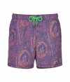 With their cool coloring and characteristic paisley print, Etros swim trunks are a chic way to liven up beachside looks - Elasticized drawstring waistline, neon green tie, side slit pockets - Wear in the water with your favorite sunglasses, or post swim with a bright polo and leather sandals