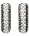 Shades of grey. Light clear crystals and dark marcasite combines on Genevieve & Grace's pretty clip-on earrings. Set in sterling silver; for non-pierced ears. Approximate length: 1 inch. Approximate width: 5/16 inch.
