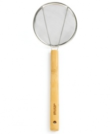 Get the inside scoop! Getting in deep pots and bowls is easy with this long-reach skimmer, which features a bamboo accent handle and stainless steel straining basket. Your go-to for prepping and plating stir fry and deep fried delicacies. 1-month warranty. Get the inside scoop! Getting in deep pots and bowls is easy with this long-reach skimmer, which features a bamboo accent handle and stainless steel straining basket. Your go-to for prepping and plating stir fry and deep fried delicacies. 1-month warranty.