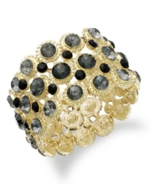 Go for the bold. INC International Concepts' stretch bracelet is crafted from gold-tone mixed metal with black beaded accents giving it an elegant touch. Approximate diameter: 2-1/4 inches.