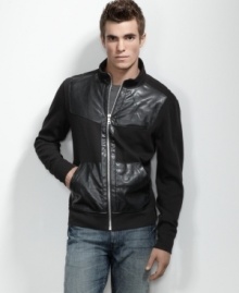 Easy rider. With sleek moto styling, this jacket from INC International Concepts shifts your look into the fast lane. Easy rider. With sleek moto styling, this jacket from INC International Concepts shifts your look into the fast lane.