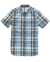 Plaid attitude. Bring a cool, confident air to your weekend wardrobe with this shirt from Sean John.