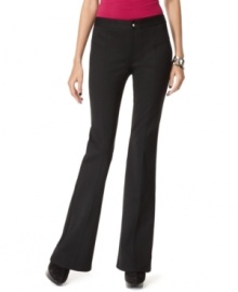 Seamed ponte knit trousers should be in every woman's closet. This pair from INC has a streamlined fit and a soft flare for a slimming look.