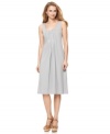 Go for a casual look that's always chic in this J Jones New York dress, featuring abstract pleating at the chest and an A-line silhouette.