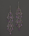 Badgley Mischka Amethyst And Brown Diamond Drop Earrings