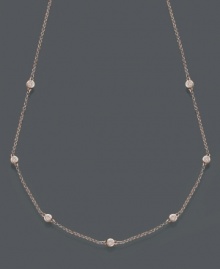 Let your neckline sparkle with this chic necklace from Trio by Effy Collection. Seven stations of round-cut, bezel-set diamonds (1/5 ct. t.w.) are highlighted by a trendy, 14k rose gold setting. Approximate length: 16 inches + 2-inch extender. Let your neckline sparkle with this chic necklace from Trio by Effy Collection. Seven stations of round-cut, bezel-set diamonds (1/5 ct. t.w.) are highlighted by a trendy, 14k rose gold setting. Approximate length: 16 inches + 2-inch extender.