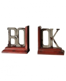 Read between the lines. A distressed finish in rich earth tones gives the Book bookends from Uttermost an antique look that reads charming and handmade. Read between the lines. A distressed finish in rich earth tones gives the Book bookends from Uttermost an antique look that reads charming and handmade.