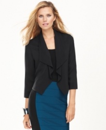 The shape of things to come: INC's cascade-collar jacket features a cropped hem in back for a modern edge. The shape of things to come: INC's cascade-collar jacket features a cropped hem in back for a modern edge.