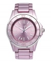 This sleek and structured aluminum Rich Girl watch from Juicy Couture is designed with shimmering pink for a gorgeous look.