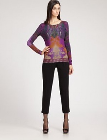 Knit from the softest silk/cashmere blend, this vibrant pullover is printed with a vibrant, paisley-inspired pattern.Rib-knit jewel necklineRib-knit cuffs and hem55% silk/45% cashmereDry cleanMade in ItalyModel shown is 5'11 (180cm) wearing US size 4. 