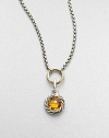 From the Cable Enhancer Collection. A richly colored, delicately faceted citrine, in a sterling silver cable frame, makes a radiant addition to a bracelet or necklace. Citrine Sterling silver Diameter, about ½ Spring clip clasp Made in USA Please note: Necklace sold separately.