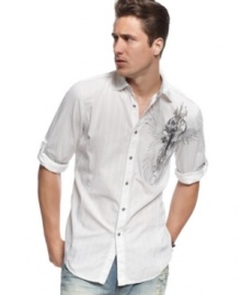 This shirt from INC International Concepts adds a graphic to make a traditional look modern and edgy.