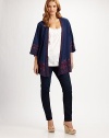 EXCLUSIVELY AT SAKS.COM Both simple and elegant, this t-shirt soft knit with beautiful borders of bright embroidery works as both an easy cardigan and a stunning jacket.Embroidered band neckline eases into open frontElbow-length kimono sleevesAbout 36 from shoulder to hemCottonImportedMachine wash