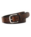 Dress up your weekend denim with the genuine rich leather and sleek metal hardware of this Fossil belt.