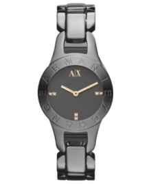 Flaunt your fashion sense with this dusky watch from AX Armani Exchange. Flaunt your fashion sense with this dusky watch from AX Armani Exchange.