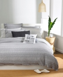 The Texture Stripe duvet cover incorporates modern, washed-out grey striping with the comfort of pure cotton. Mix with other Bar III accessories, shams and sheeting for your own original look. The Texture Stripe duvet cover incorporates modern, washed-out grey striping with the comfort of pure cotton. Mix with other Bar III accessories, shams and sheeting for your own original look.