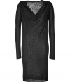 Perfect for art openings or post-work cocktails, this chic cowl neck dress from Donna Karan bring sophisticated appeal to any look - Draped cowl neck, long sleeves, figure-hugging silhouette, reversible - Wear with a slim trench and platform pumps