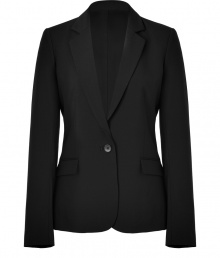 Update your office-ready favorites with this flattering tailored blazer from Theory - Notched lapels, long sleeves, single-button closure, flap pockets, fitted silhouette - Wear with a pencil skirt and a tie-neck blouse or wide leg trousers and a modern button down Update your office-ready favorites with this flattering tailored blazer from Theory - Notched lapels, long sleeves, single-button closure, flap pockets, fitted silhouette - Wear with a pencil skirt and a tie-neck blouse or wide leg trousers and a modern button down