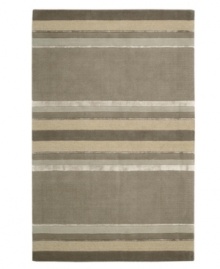 Linear designs are accented with exotic faux silk to create a timeless palette in the Sahara area rug from Calvin Klein. Crafted by skilled artisans in India, it features generously thick wool and viscose fibers woven to create remarkable strength and impeccable elegance. Linear designs are accented with exotic faux silk to create a timeless palette in the Sahara area rug from Calvin Klein. Crafted by skilled artisans in India, it features generously thick wool and viscose fibers woven to create remarkable strength and impeccable elegance.
