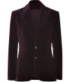 With its impeccable cut and rich hue of cabernet, Polo Ralph Laurens Edwardian velvet jacket lends an elegant polish to your tailored look - Peaked lapel, long sleeves, buttoned cuffs, double buttoned front, flap pockets, double back vents - Tailored fit - Wear with everything from slim trousers to feminine blouses and pencil skirts