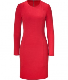 Inject a radiant edge into your work look with Josephs bright red long sleeved wool shift - Round neckline, long sleeves, exposed metal back zip, paneled seaming - Tailored fit - Wear with streamlined accessories in soft nude shades Inject a radiant edge into your work look with Josephs bright red long sleeved wool shift - Round neckline, long sleeves, exposed metal back zip, paneled seaming - Tailored fit - Wear with streamlined accessories in soft nude shades