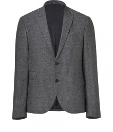 Pull together your look with a finish of impeccable tailoring in Neil Barretts grey plaid blazer - Peaked lapel, long sleeves, buttoned cuffs, flap pockets, double back vent - Tailored fit, slightly shorter length - Pair with crisp shirts and tailored trousers