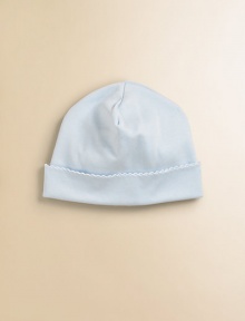 This newborn essential in ultra soft pima cotton is an adorable way to top off baby's look.Cuffed style with scallop trim Pima cotton Machine wash Imported This newborn essential in ultra soft pima cotton is an adorable way to top off baby's look.Cuffed style with scallop trim Pima cotton Machine wash Imported