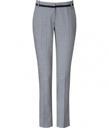 Add classic style to your workweek look with these sophisticated trousers from Paul Smith - Flat front, contrasting detail at waistband, belt loops, off-seam pockets, back welt pockets with button, straight leg - Wear with a silk blouse, a blazer, and classic pumps