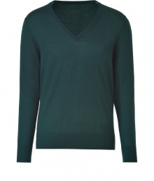 Add instant style to your work or play style with this jewel-tone wool pullover from PS by Paul Smith - V-neck, long sleeves, slim fit - Wear with jeans, slim trousers, chinos, or corduroys