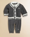 Your sophisticated little man will be ready for any occasion in this charming, handsome, four-piece set in a suit-inspired design, crafted of ultra-soft