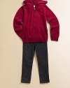Cozy finespun cashmere in a sporty, hooded style, lined in checked cotton.Attached hoodZip frontLong sleevesRib-knit cuffs and bottom bandSplit kangaroo pocketCotton liningCashmereDry cleanImported
