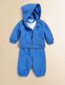 Perfectly coordinated for casual, athletic style, this sporty ensemble features a long sleeved cotton bodysuit Perfectly coordinated for casual, athletic style, this sporty ensemble features a long sleeved cotton bodysuit