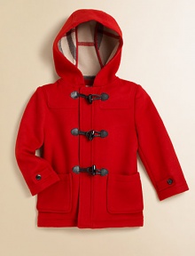 Featuring check lining, classic toggles and an attached hood, this plush wool topper is a cold-weather must-have.Attached hoodLong sleeves with button detailFront toggle closureFront patch pocketsFully linedWoolDry cleanImported Please note: Number of buttons may vary depending on size ordered. Featuring check lining, classic toggles and an attached hood, this plush wool topper is a cold-weather must-have.Attached hoodLong sleeves with button detailFront toggle closureFront patch pocketsFully linedWoolDry cleanImported Please note: Number of buttons may vary depending on size ordered.