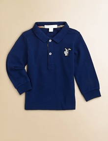 A long-sleeved classic, long on style and comfort for your little guy, in airy pique with Burberry touches.Ribbed polo collarLong sleeves with ribbed cuffsButton placket with woven check trimBurberry knight logo chest appliquéCottonMachine washImported Please note: Number of buttons may vary depending on size ordered. 