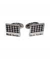 Inject sophisticated style to your formal look with these ultra-cool cufflinks from Paul Smith - Square silver-tone cufflinks with houndstooth pattern and logo detail - Pair with a sleek suit and a striped button down