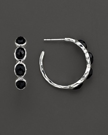 From the Silver collection, four onyx stones on sterling silver hoops. Designed by Ippolita. From the Silver collection, four onyx stones on sterling silver hoops. Designed by Ippolita.