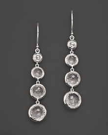 Bezel set rose cut diamonds and clear quartz stones in sterling silver drop earrings from Ippolita. Bezel set rose cut diamonds and clear quartz stones in sterling silver drop earrings from Ippolita.