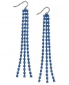 Feeling the blue. This pair of earrings from Bar III features tiny blue accents in a postmodern pattern for a touch of understated elegance. Approximate drop: 4 inches.