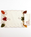 Crafted with rich embroidery and scalloped detail, these easy-care Sterling Forest napkins ensure a rich and beautiful harvest table. (Clearance)