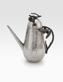 This hand-crafted design features the olive branch, symbolizing peace, hope and good will. One of the most iconic motifs from America's foremost metal artist. From the Olive Branch CollectionOxidized hammered stainless steel14.5 oz. capacity6½W X 3¼D X 6¾HHand washImported This hand-crafted design features the olive branch, symbolizing peace, hope and good will. One of the most iconic motifs from America's foremost metal artist. From the Olive Branch CollectionOxidized hammered stainless steel14.5 oz. capacity6½W X 3¼D X 6¾HHand washImported