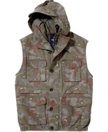 Blend in. Subtlety works for this stylishly understated hooded, camouflage vest from Ecko Unlimited. Blend in. Subtlety works for this stylishly understated hooded, camouflage vest from Ecko Unlimited.
