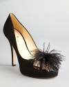 Fine feathered friends, kate spade new york knows how to add pluck to peep toe pumps.